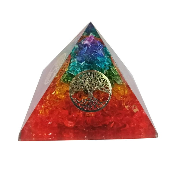 Set Of 7 Pcs Multistone Chakra Balancing Therapy Pyramid  Healing Crystal 